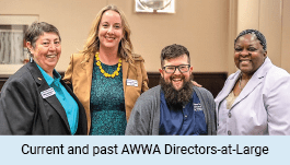 Current and past AWWA directors at large, from left, Mary Gugliuzza, Michelle Stockness, Ari Copeland and Cheryl Porter